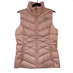 The North Face 550 Goose Down Vest XS Light Pink Puffer Zip Lightweight Jacket